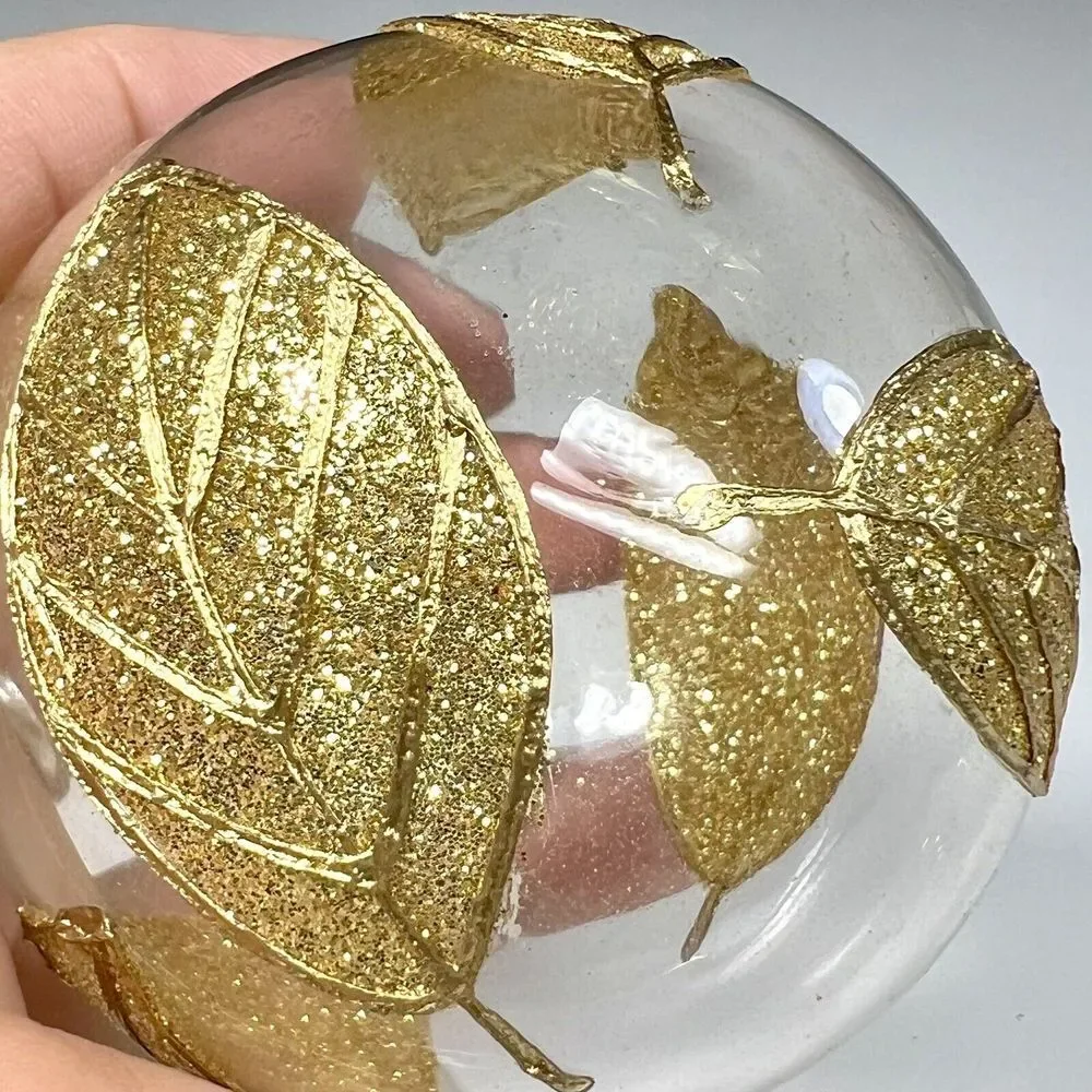 Vintage 2001 Gold Leaf Decorated Glass Ornaments Round Target Original Box Set 4